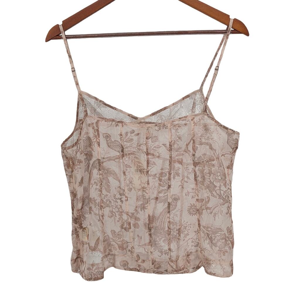 Pilcro Anthropologie Sheer Corset Tank Top XL Floral Bird Toile NWT $78 - Picture 4 of 7